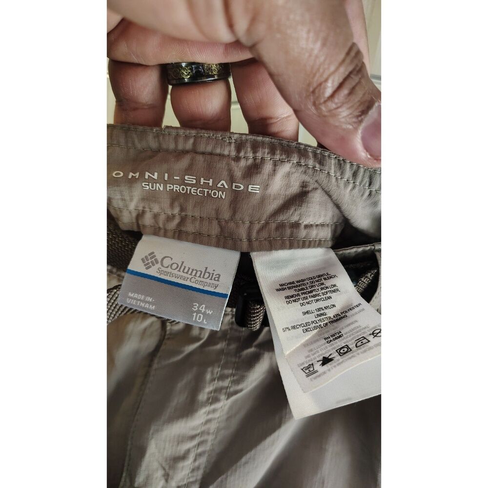 Columbia Men's Tan Khaki Hiking Trail Shorts with Built-In Belt 34W 10L - Picture 5 of 5